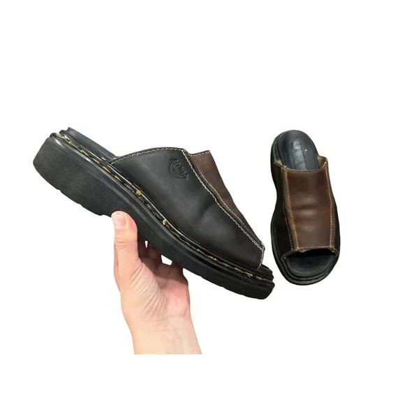 Vintage Dr Martens England Platform Chunky Leather Sandals Mens 9 Heavy Slip On